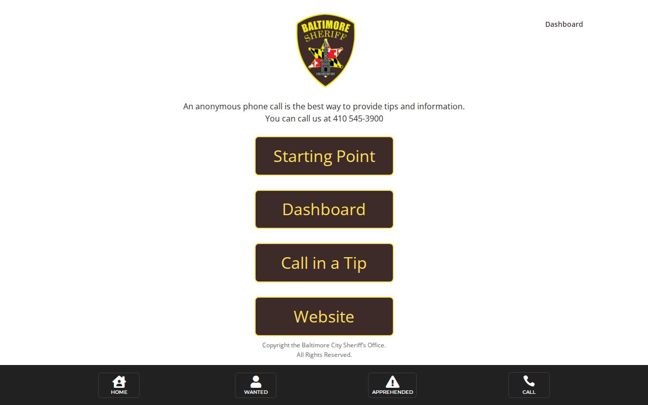 Baltimore City Sheriff wanted and apprehended record portal