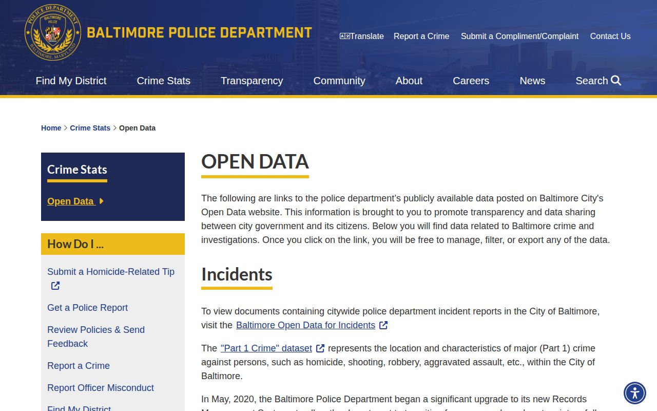 Baltimore City BPD weekly arrest records data hub